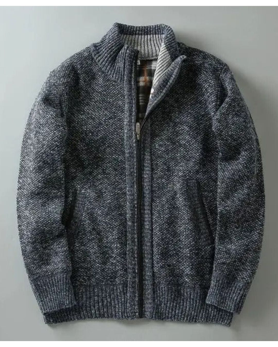 Plaid Lined Knit Jacket