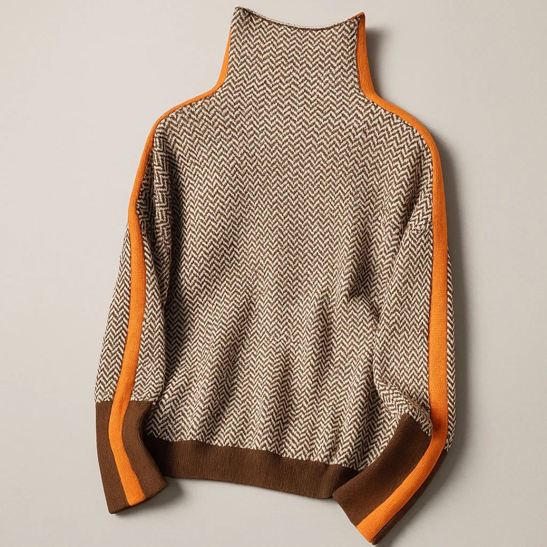 Contrast Trim Turtleneck Sweater