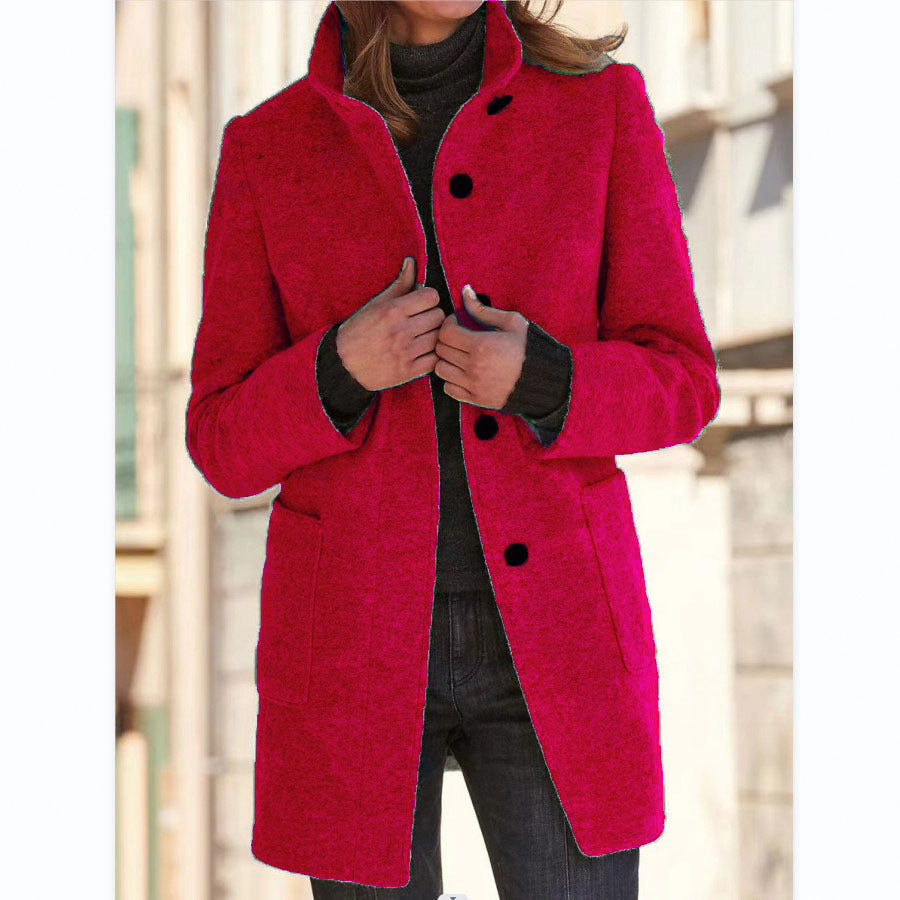 Classic Button-Up Wool Coat