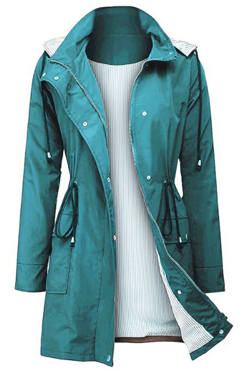 Hooded Water-Resistant Rain Jacket