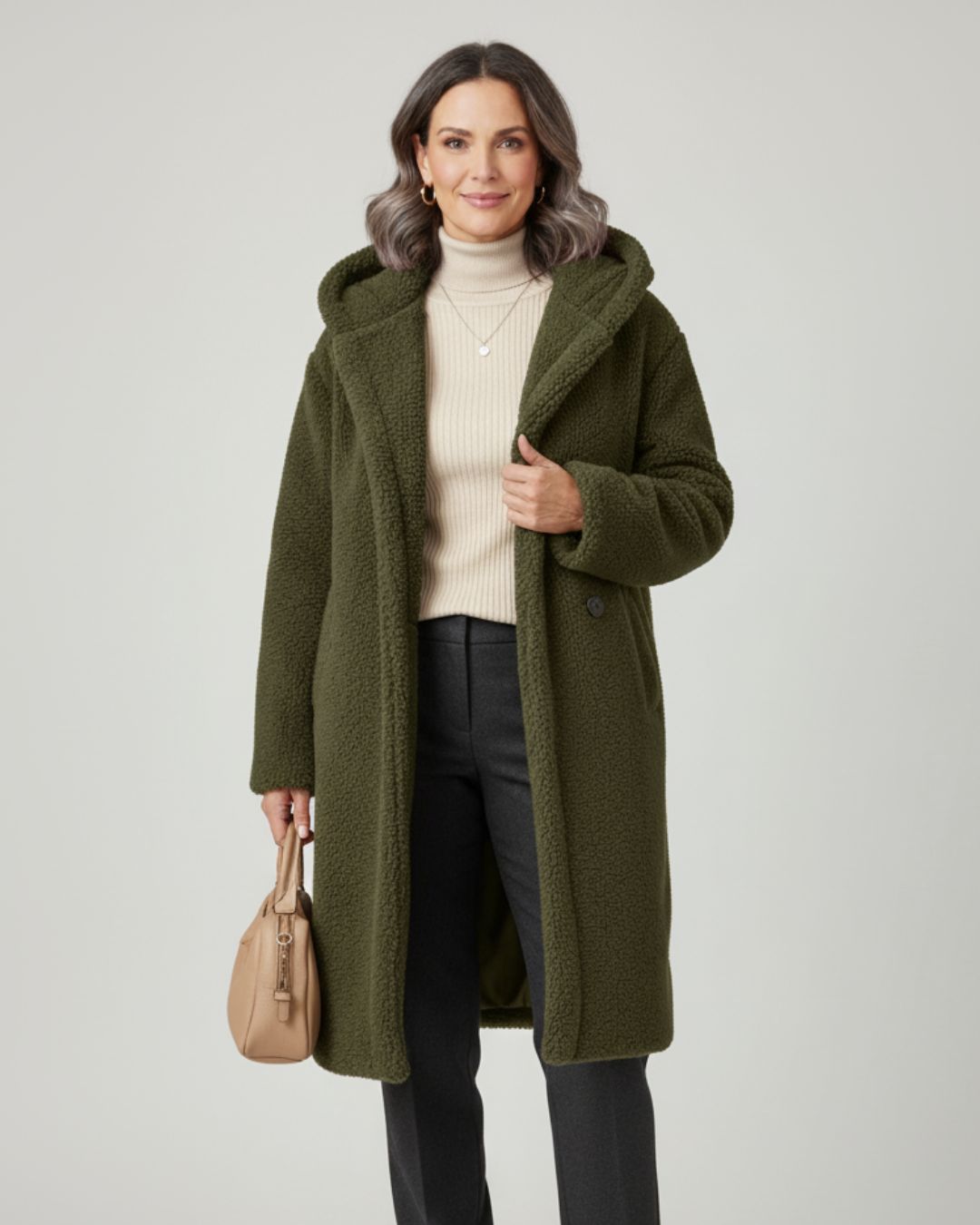 Long Fleece Hooded Coat