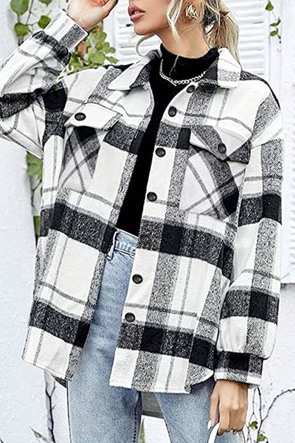 Plaid Button-Up Flannel Shirt