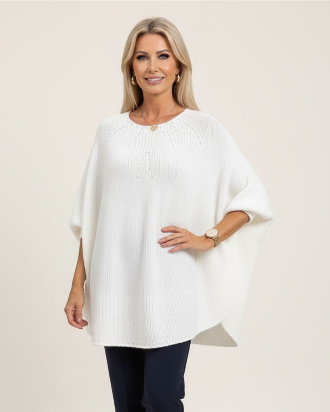 Elegant Knitted Poncho Sweater