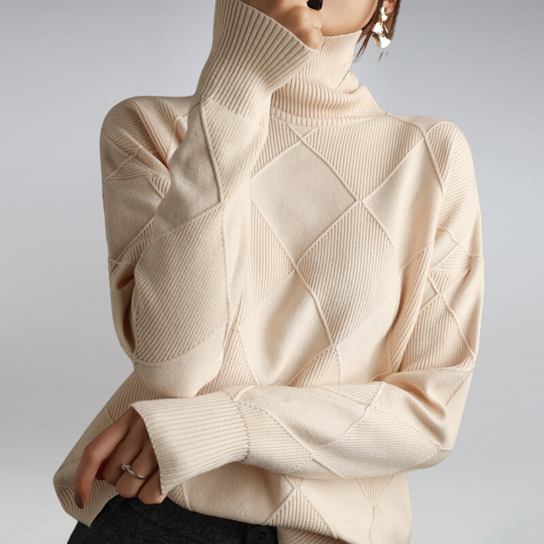 Diamond Knit Turtleneck Sweater