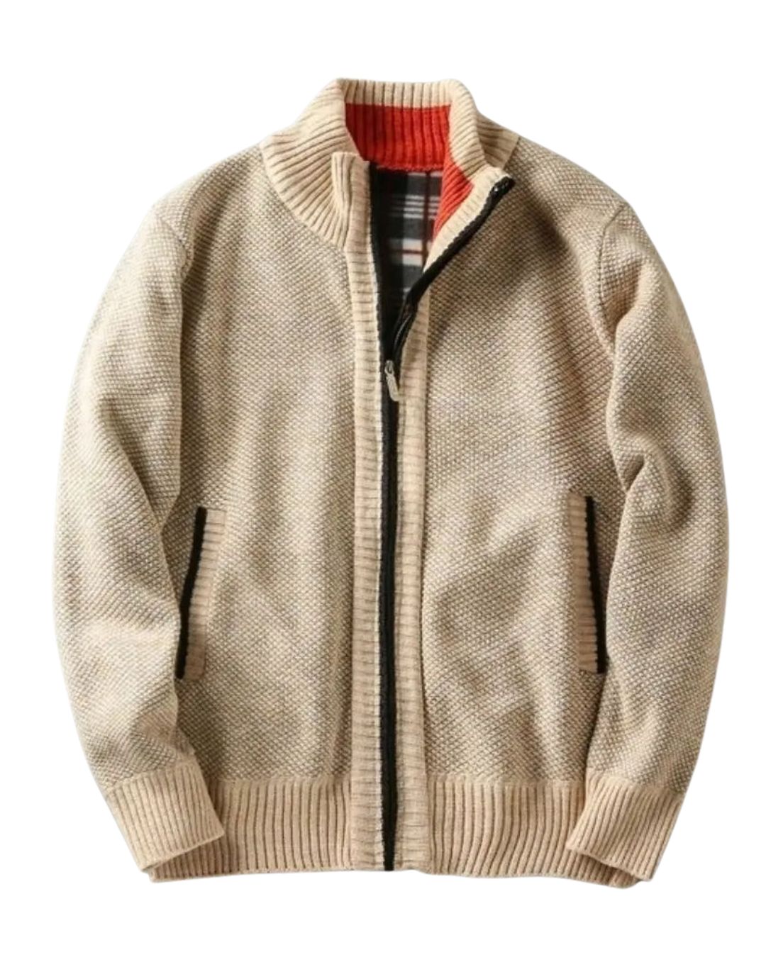 Plaid Lined Knit Jacket