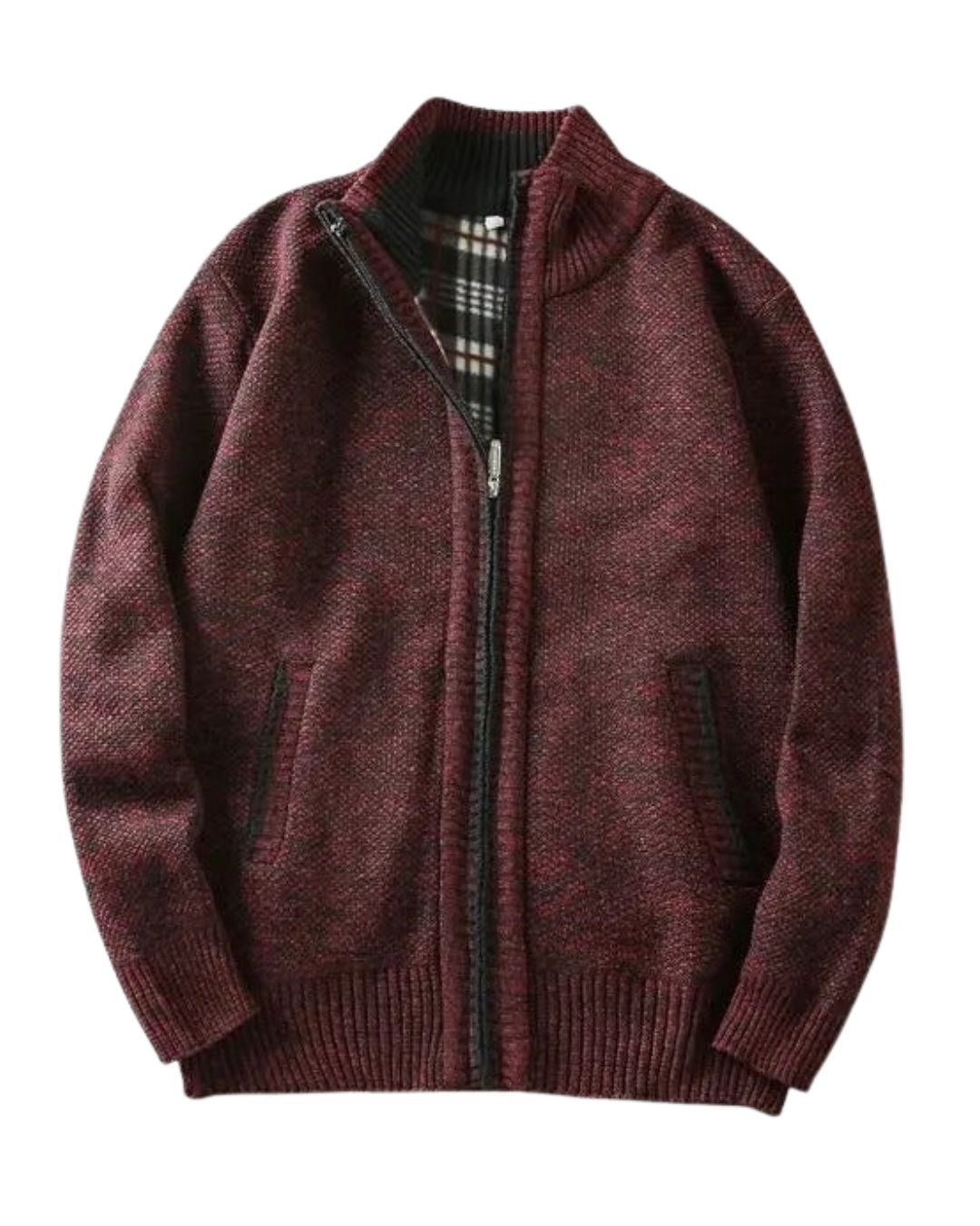 Plaid Lined Knit Jacket