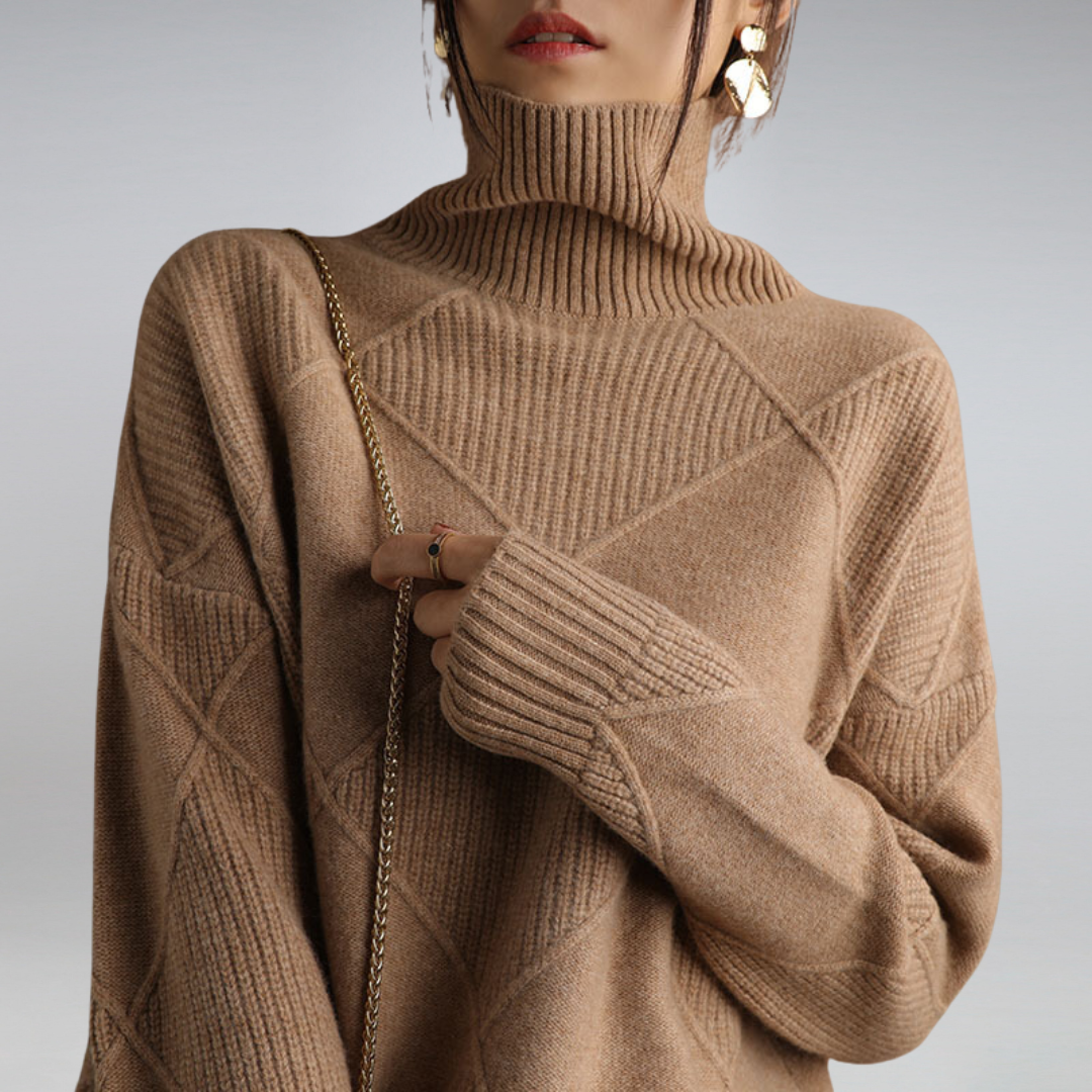 Diamond Knit Turtleneck Sweater