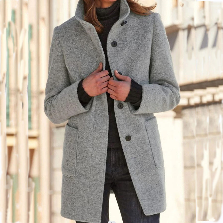 Classic Button-Up Wool Coat