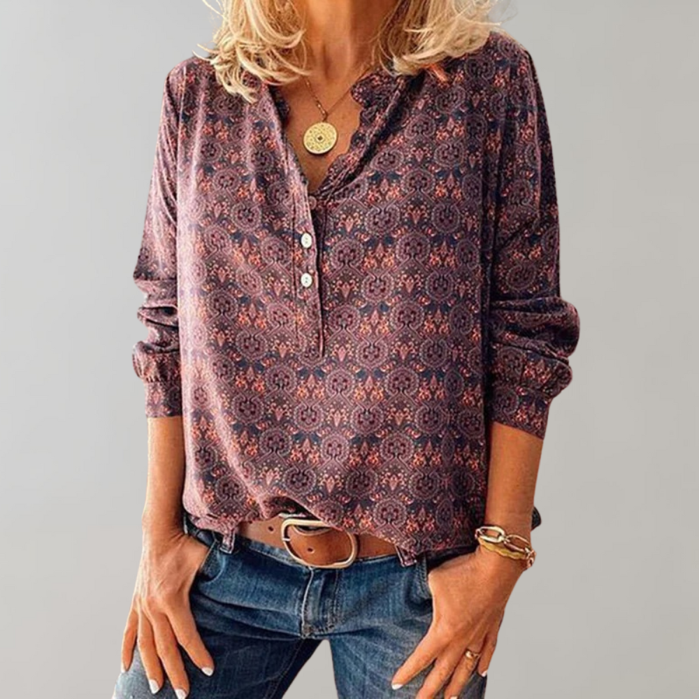 Aaltje | Vintage Blouse Met Knoopsluiting