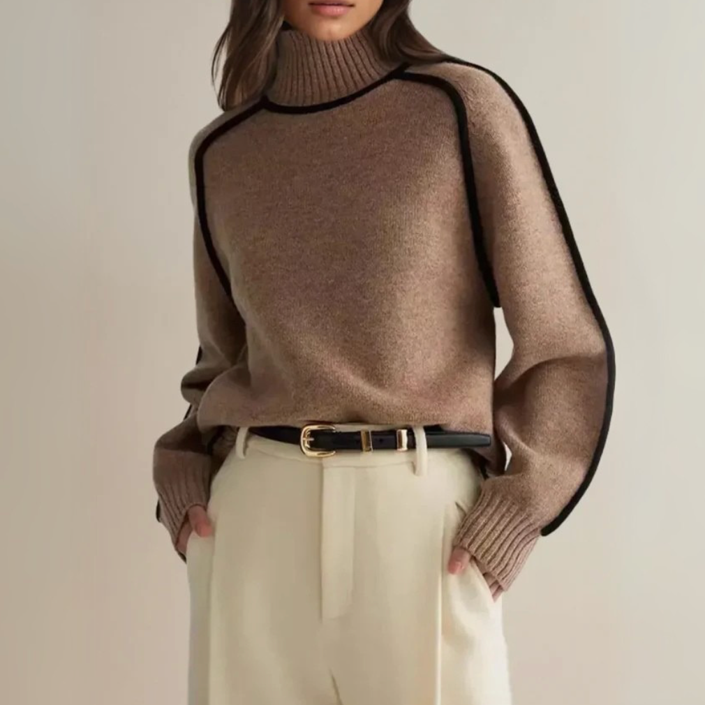 Contrast Trim Turtleneck Sweater