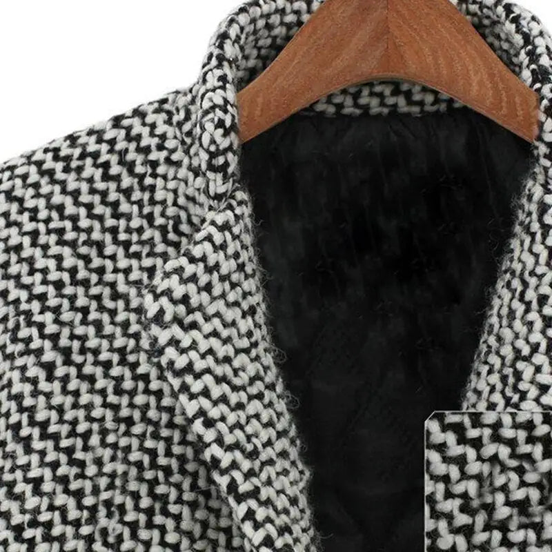 Classic Houndstooth Wool Coat
