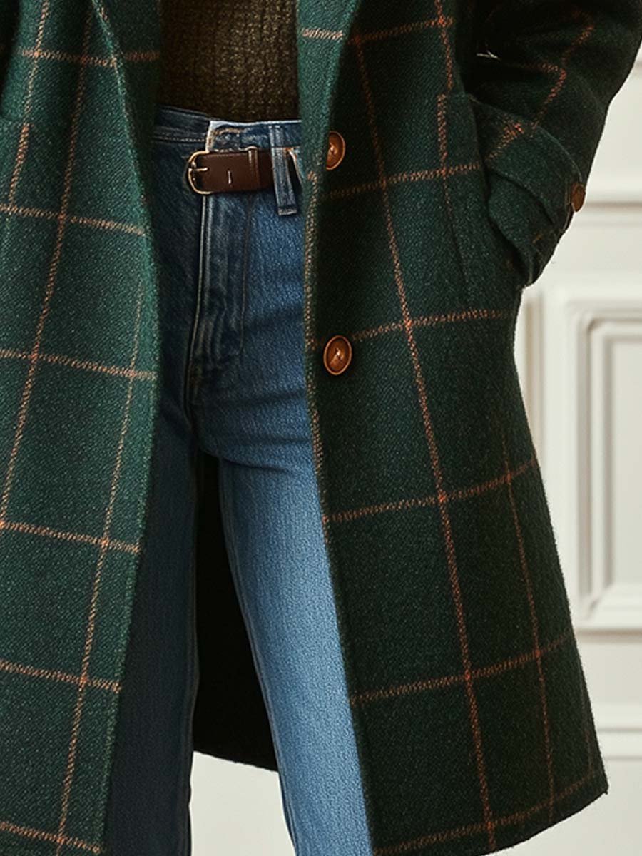 Checked Tweed Overcoat
