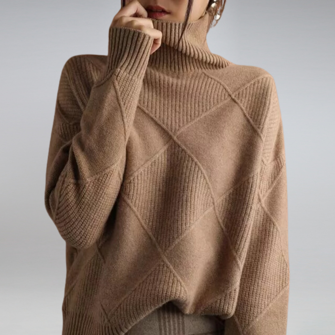 Diamond Knit Turtleneck Sweater