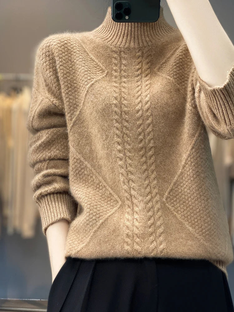 Cable Knit Turtleneck Sweater
