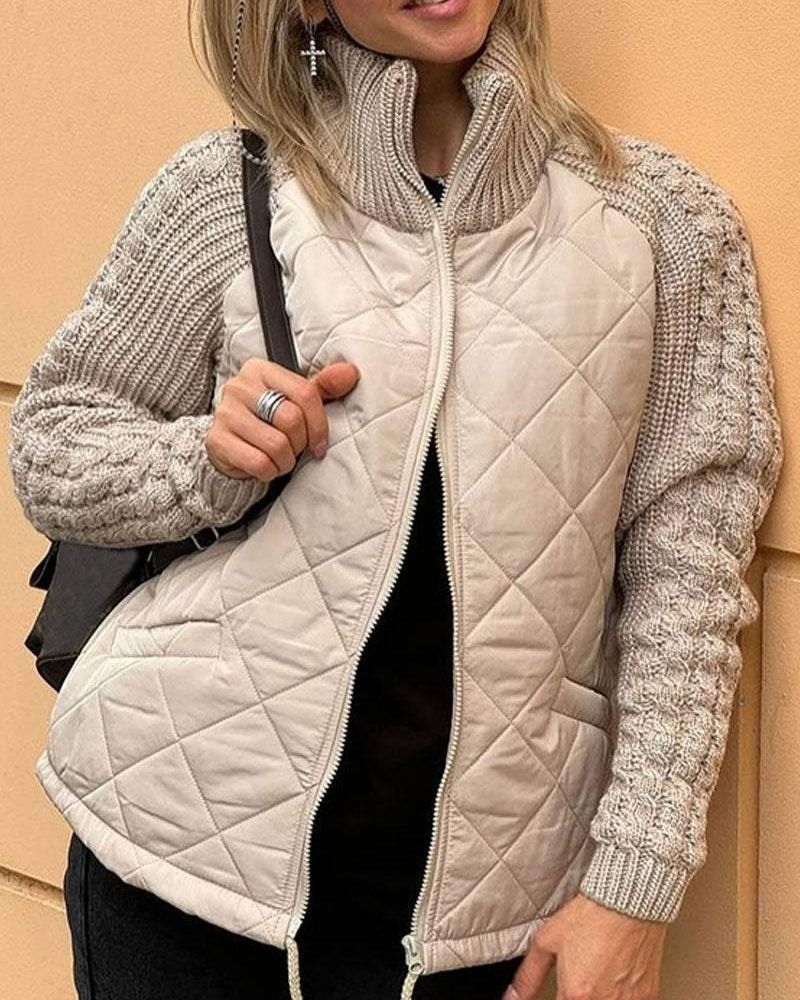 Anita | Gewatteerd Vest Met Breimouwen