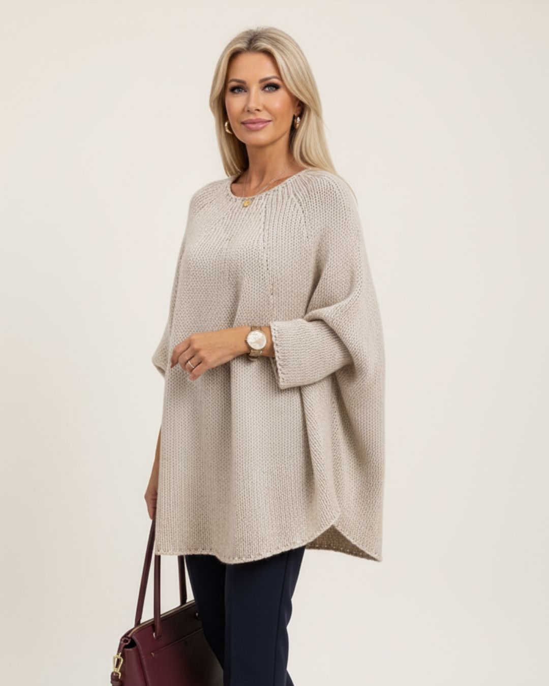Elegant Knitted Poncho Sweater