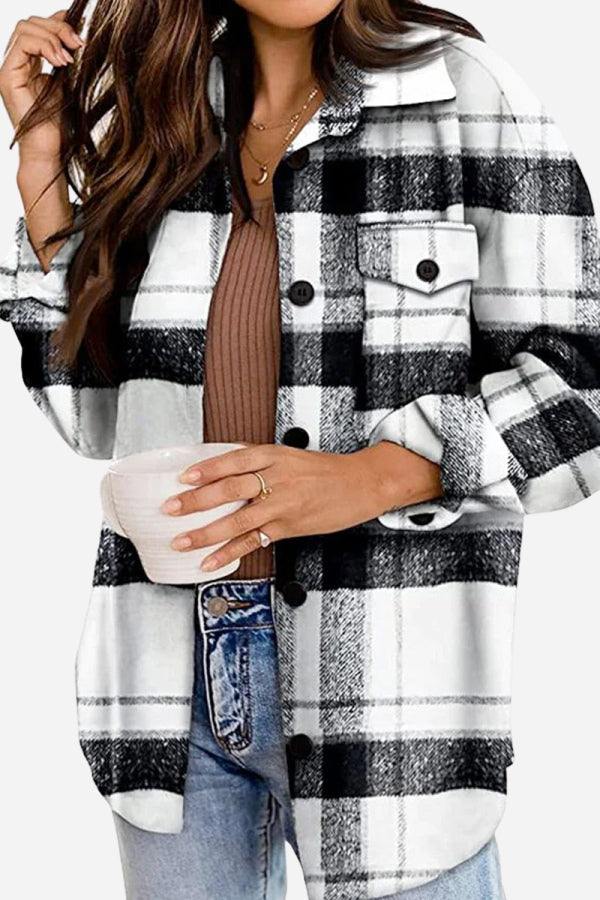 Plaid Button-Up Flannel Shirt