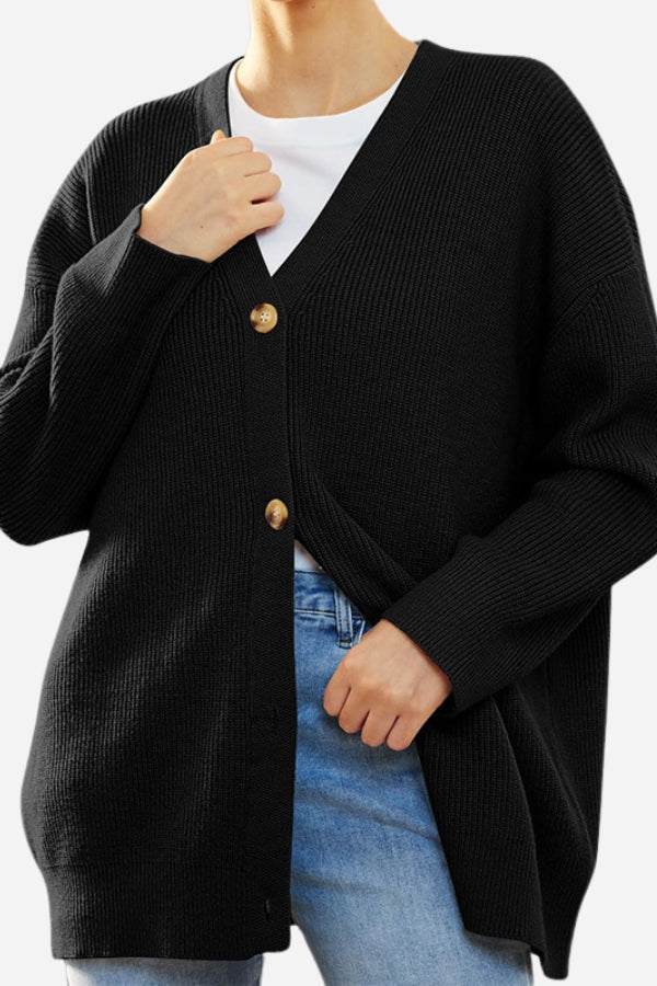 Relaxed Fit Button Down Cardigan