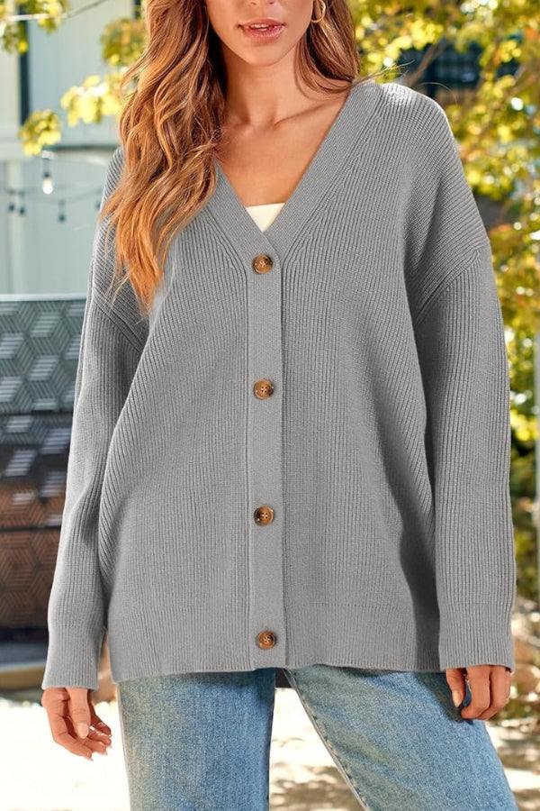 Relaxed Fit Button Down Cardigan