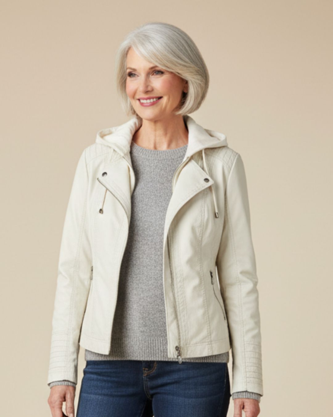 Leather Jacket With Removable Hood