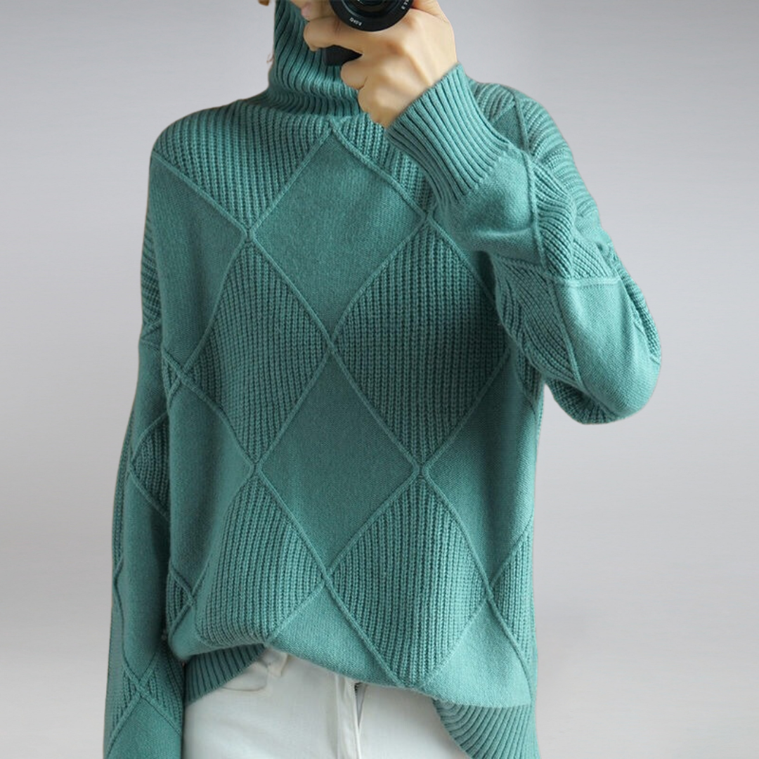 Diamond Knit Turtleneck Sweater
