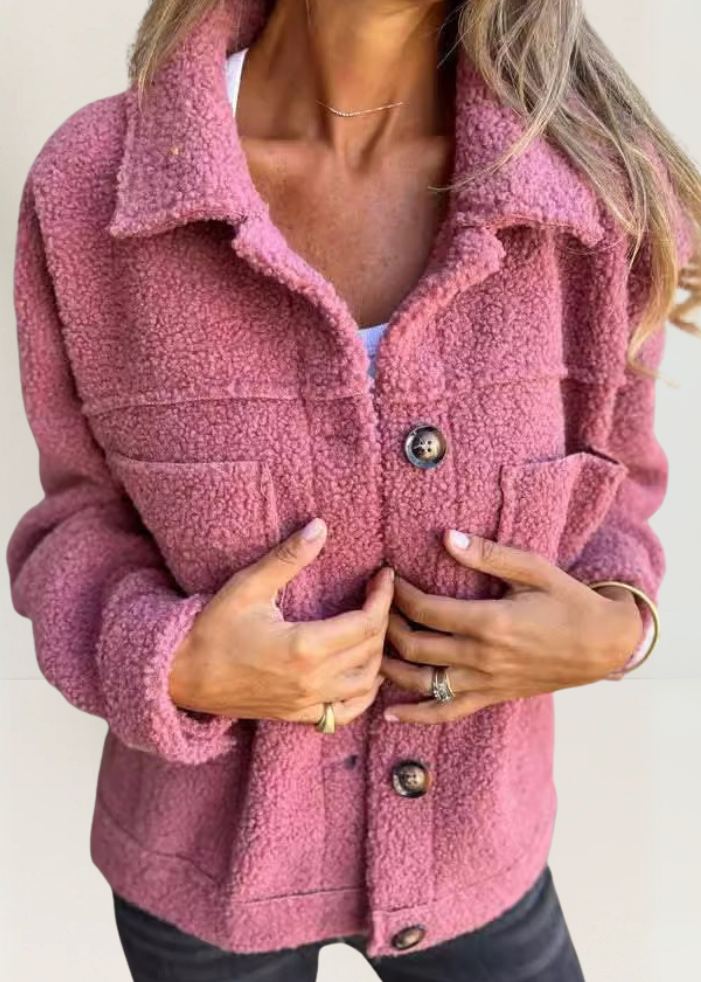Soft Teddy Button Jacket