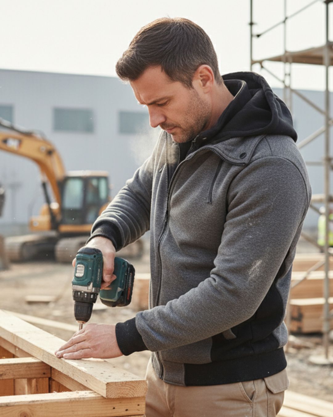 Two-Tone Hooded Sweater Jacket