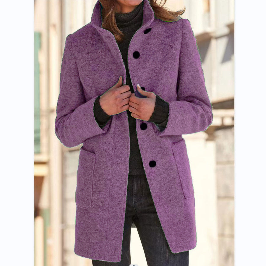 Classic Button-Up Wool Coat