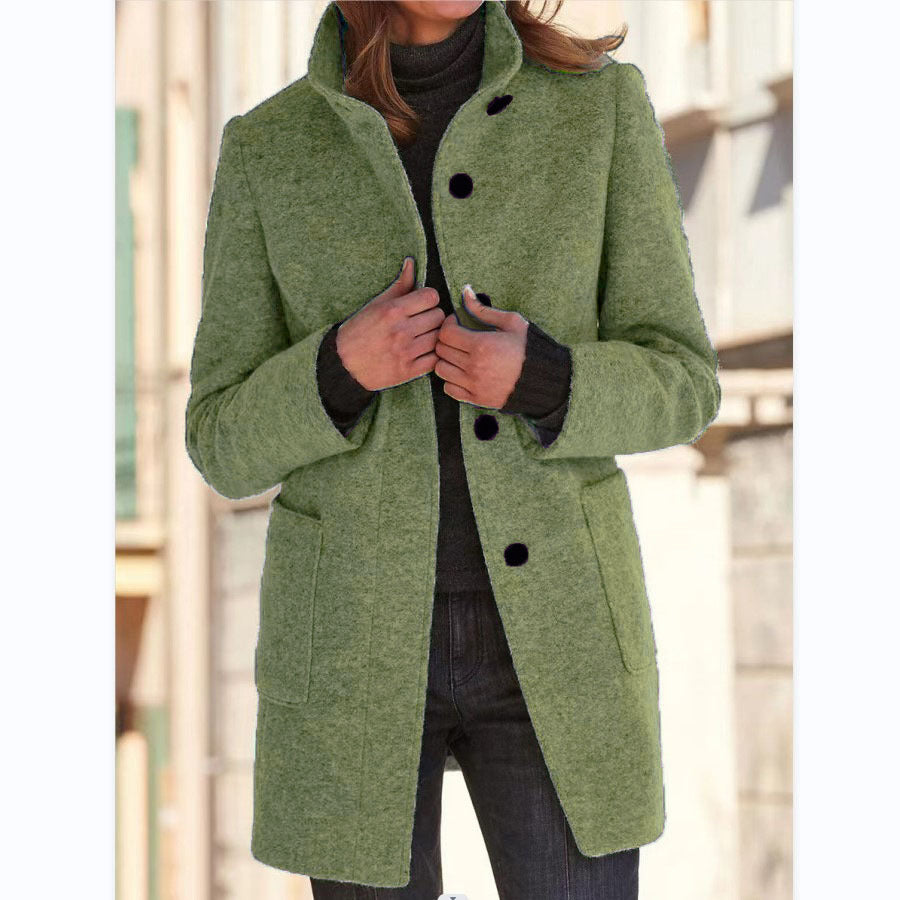Classic Button-Up Wool Coat