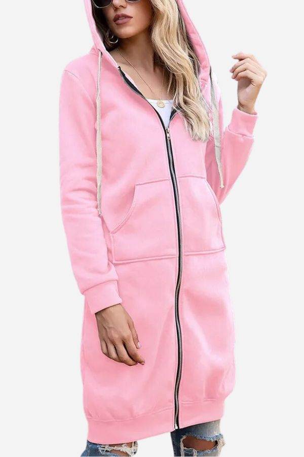 Long Fleece Zip Hoodie
